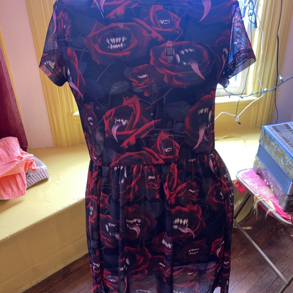 Black and Red Sheer Mini Dress